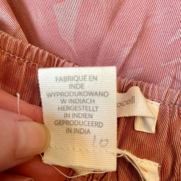 C&C California Pants Size S Pink Palm Pull On Wide Leg Beach Lagenlook Casual - Picture 5 of 5